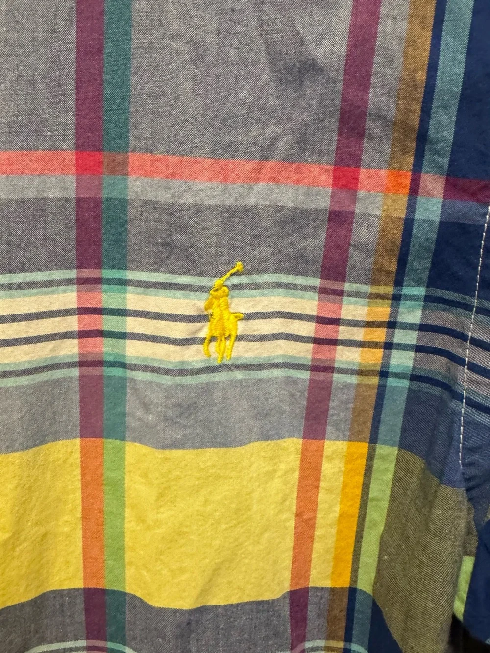 Ralph Lauren Short-Sleeve Plaid Button-Down Shirt - Blue & Yellow